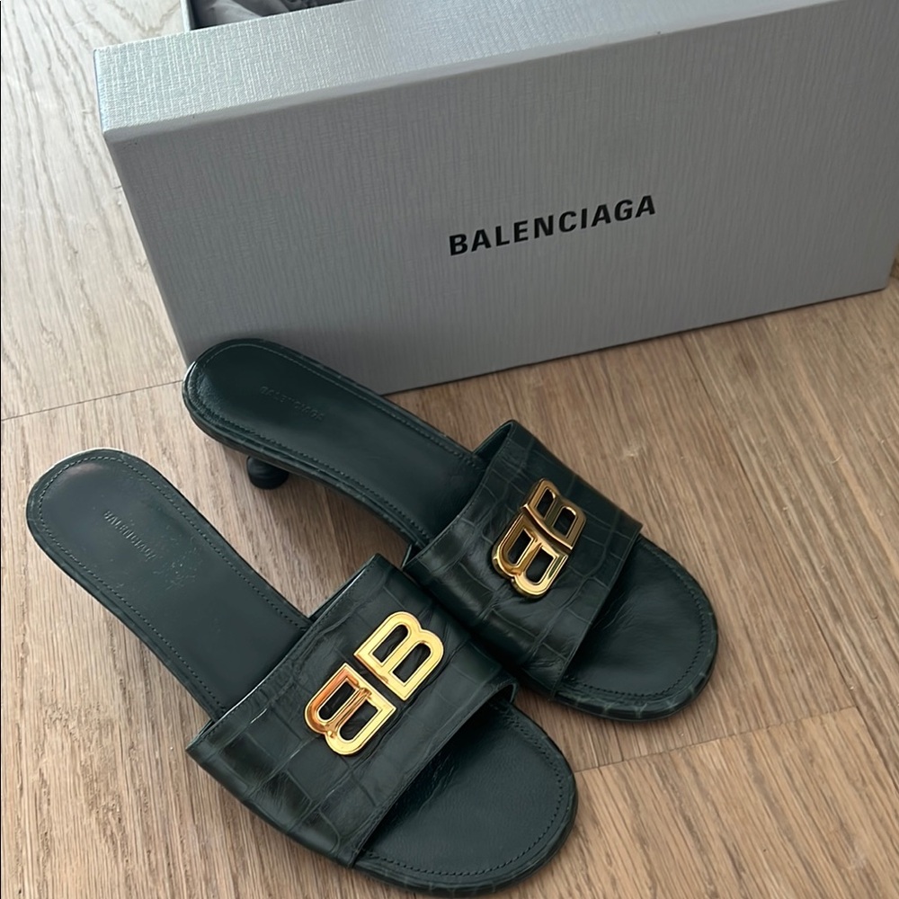 Balenciaga Black Heels with Iconic Logo